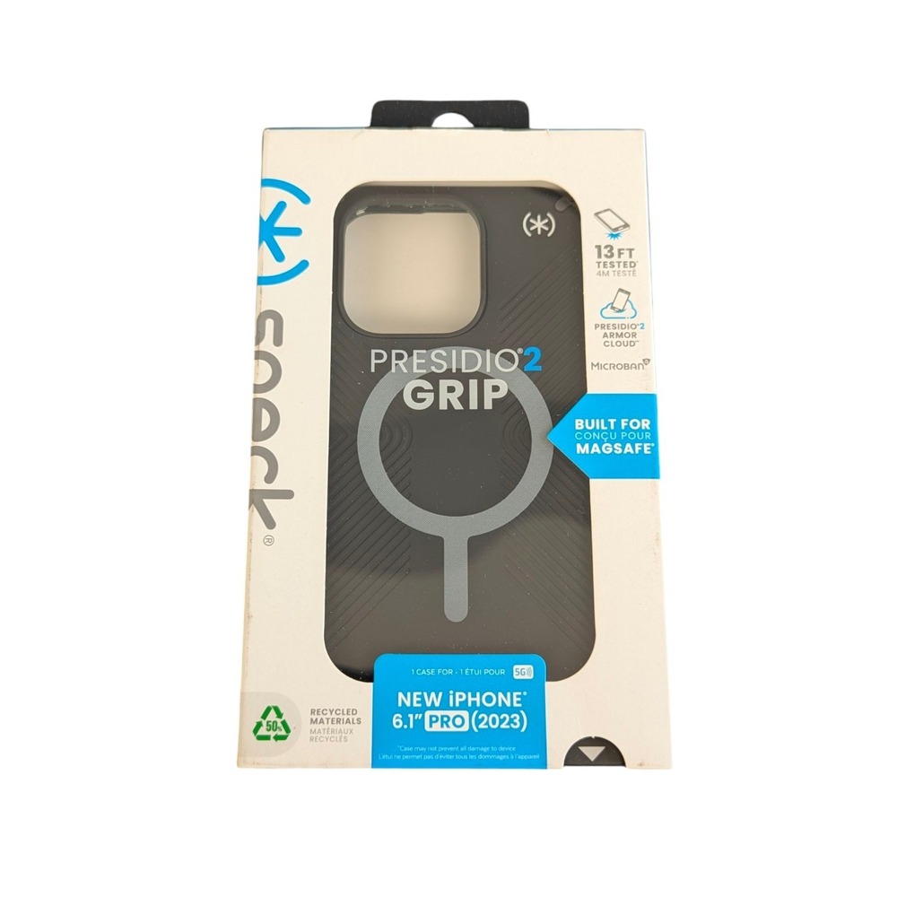 E3. Speck Presidio 2 Grip Magsafe Case for iPhone 15 Pro, No Slip Magsafe Black